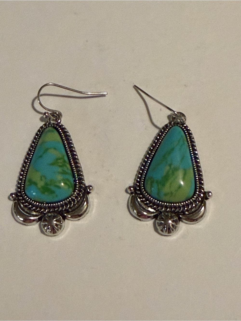 Turquoise Teardrop Stone Dangle Earrings - Women Jewelry